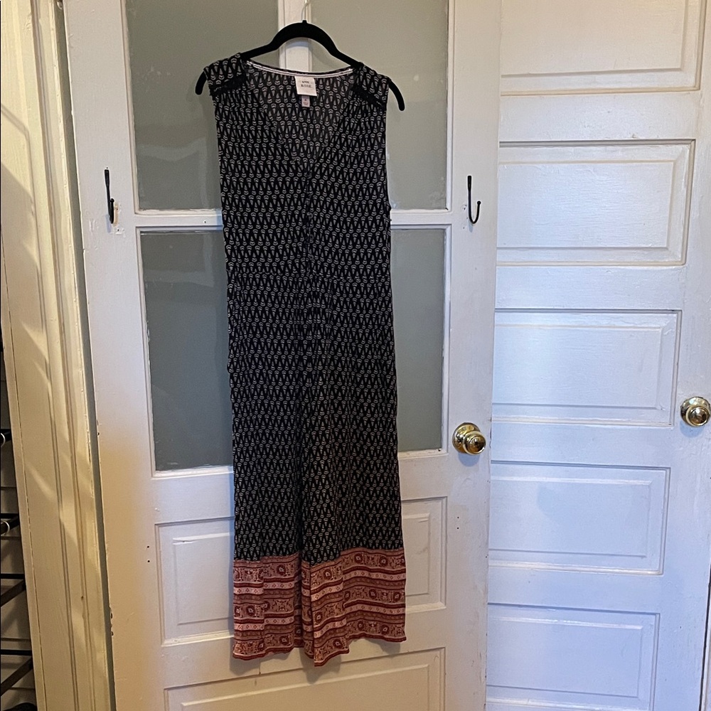 Knox Rose Black Patterned Jumpsuit with Rust Border